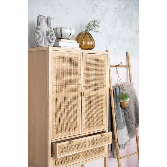 Hello Honey® 6ft. Natural Woven Cane & Wood Cabinet